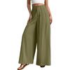 Women's Wide Leg Pants with Front Seam and Waist Button, Multiple Colors