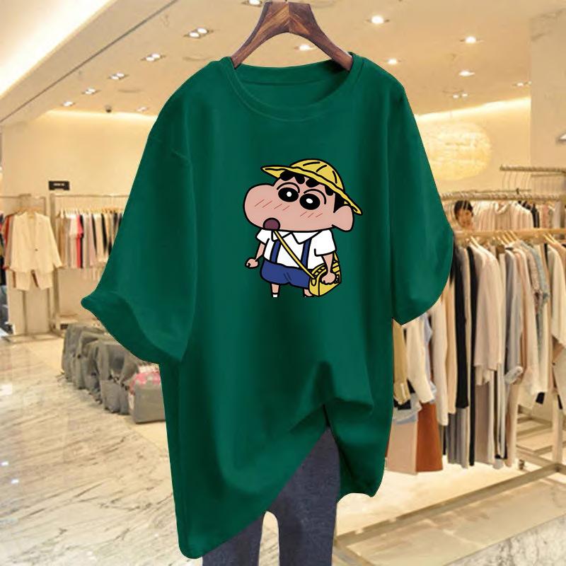 Cotton Printed Short-sleeved T-shirt for Women's Summer New Loose Large-size Cartoon Top Bottoming Shirt for Women