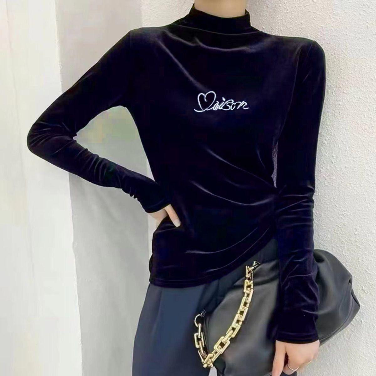 

Женский пуловер с длинным рукавом, осенне-зимняя тонкая однотонная футболка 5XL темно-синий