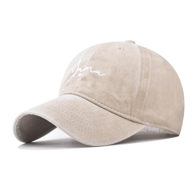 

Mama Letter Embroidered Cotton Baseball Cap With Adjustable Summer Sun Protection For Adults бежевий