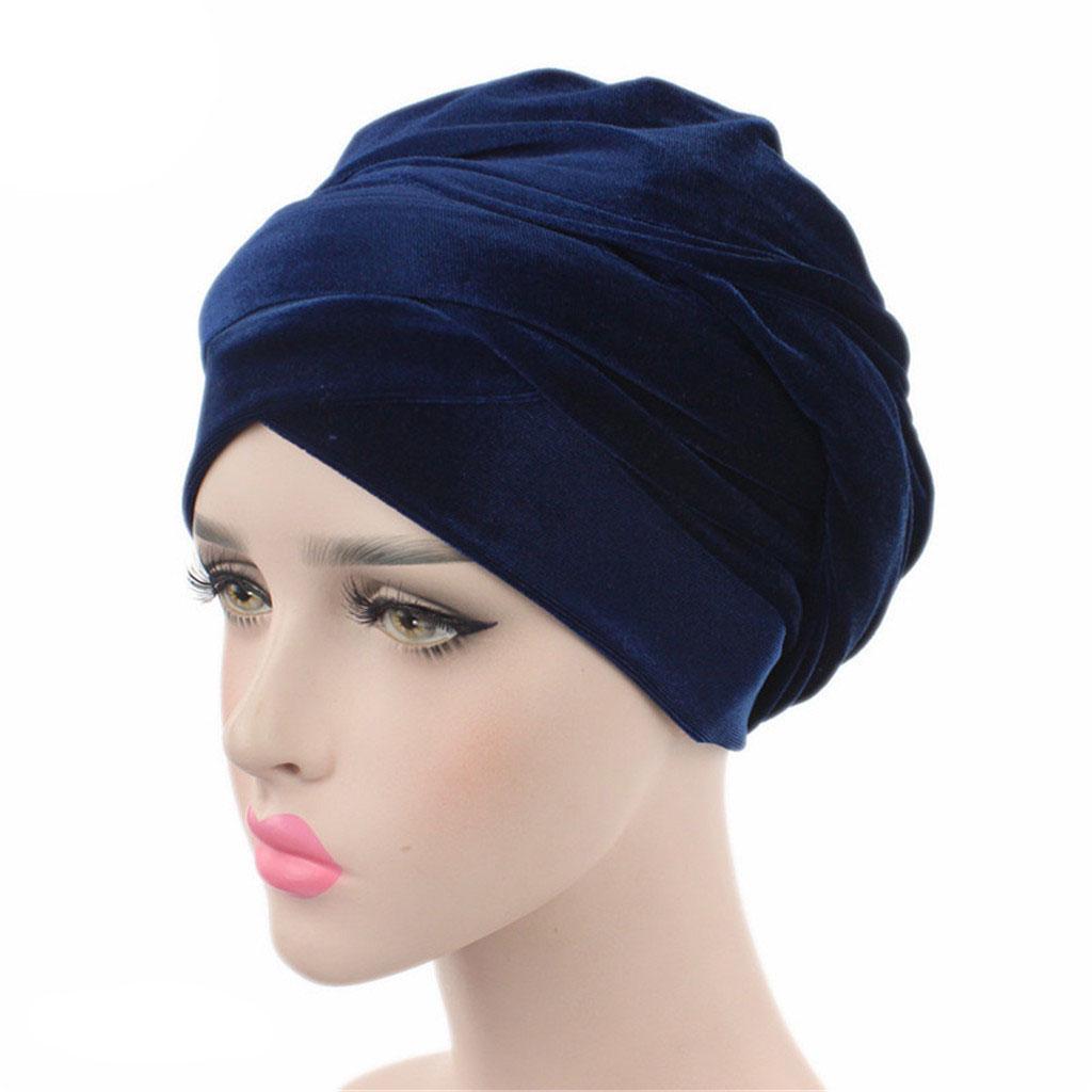 Multi Usage Velvet Turban Head Wrap Scarf Extra Long Tube Head Scarf Tie Pleated Velvet Turban