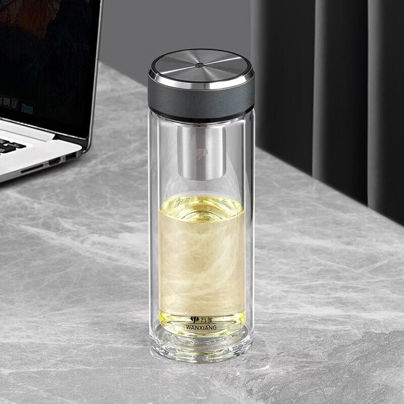 WANXIANG Double-Layer Glass Travel Mug