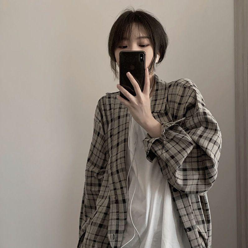 Harajuku Plaid Casual Shirt: Retro, Lazy Korean, Hong Kong Style, Loose Fit, Unisex Jacket