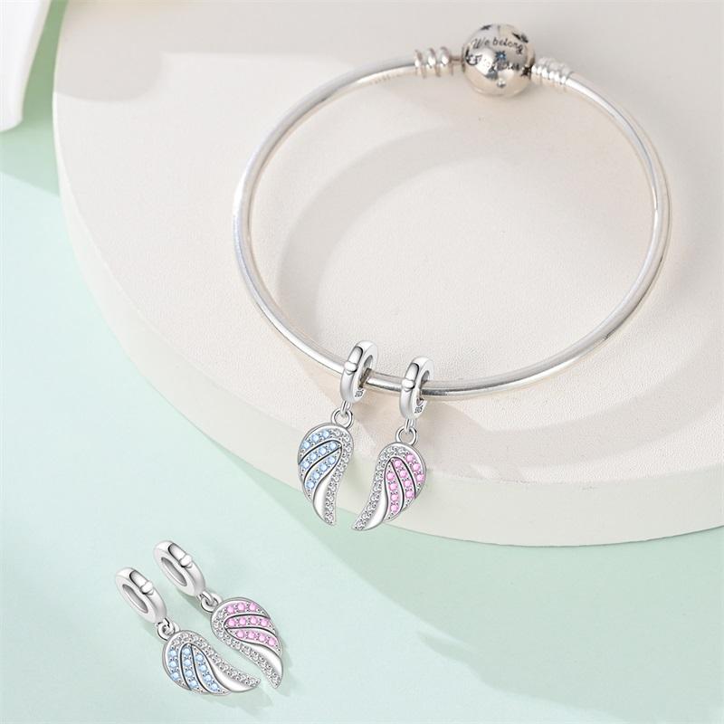 Charms Copper Couple Wings Pendants Charms Fit Original Charms Bracelets Beads For Woman Diy Jewerlry Accessories