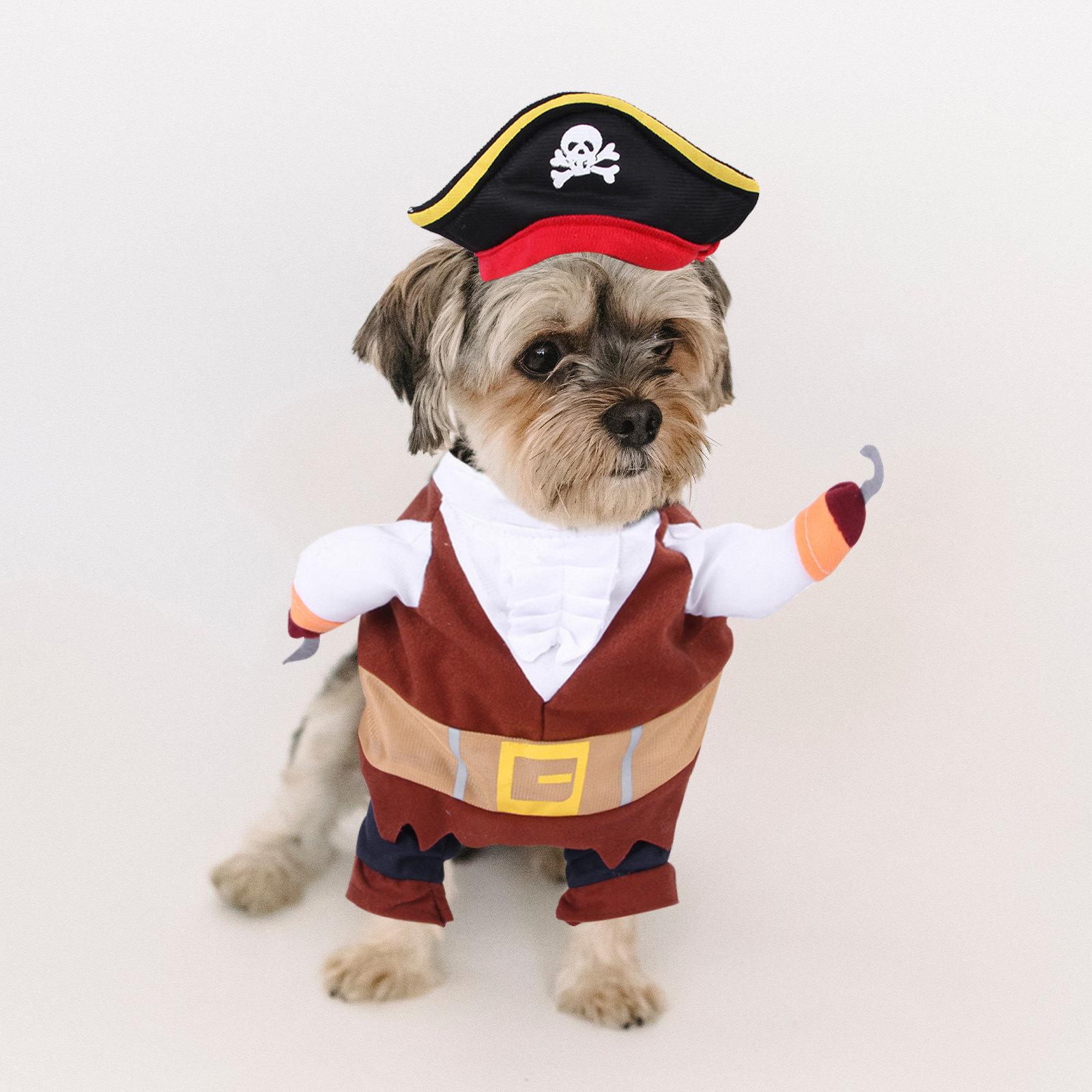 

1Set Dog Cosplay Costume Pirate Theme Pet Outfit Soft Cotton Non- for Fancy Party Story Performance Stage Use M