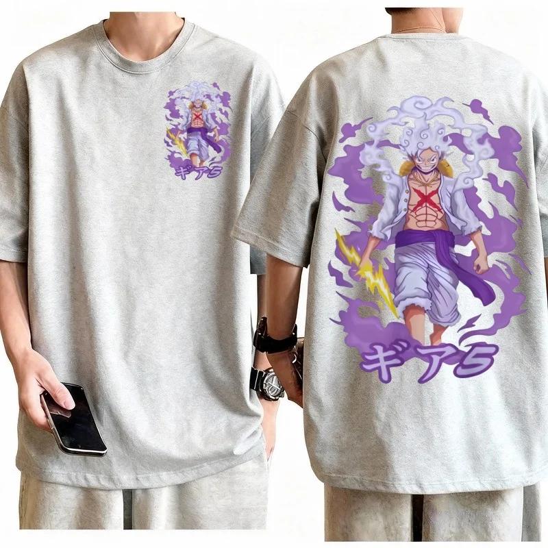 One Piece Luffy Gear 5 Nika T-shirt Men Dynamic Print Cotton Anime Tee Modern Streetwear Comfortable Casual Daily Top