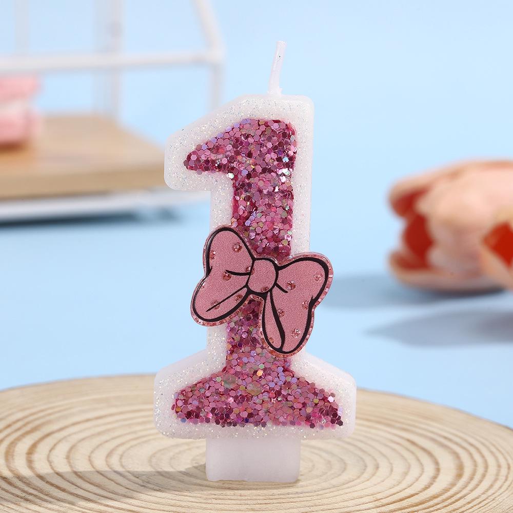 Handmade Overlock Bow Number Birthday Candles for Cake Decoration and Party Atmosphere