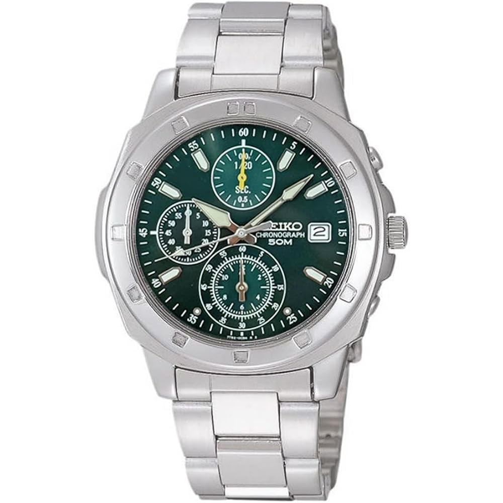[Seiko] SEIKO 1/20 Second Chronograph Quartz Chronograph Quartz Watch SND411P Men s Silver Overse...