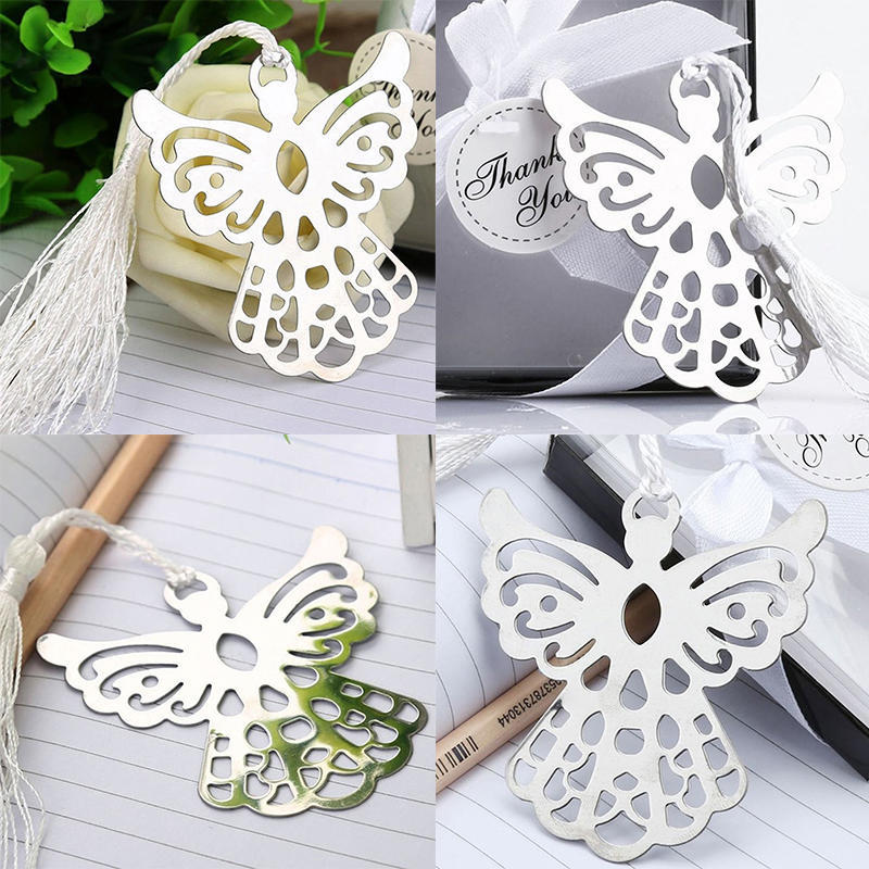 Hot Stainless Steel Silver Guardian Angel Bookmark Tassel Page Marker Ribbon Box
