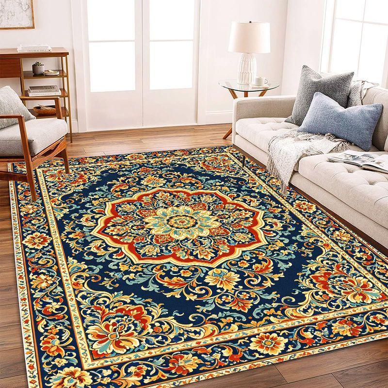Light Luxury Retro Persian Carpet Soft Anti slip Washable Floor Mat Living Room Bedroom Study Home Decoration