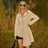 Jacket ZIAI Skirt Swing Type Beige Gentle Irregular Waist Zipper Medium Sleeves Fashion Temperament Casual Jacket