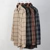 Men Autumn Shirt Plaid Print Contrast Colors Turn-down Collar Lapel Korean Style Single-breasted Loose Pocket Soft Patchwork Spring Shirt Daily Wear