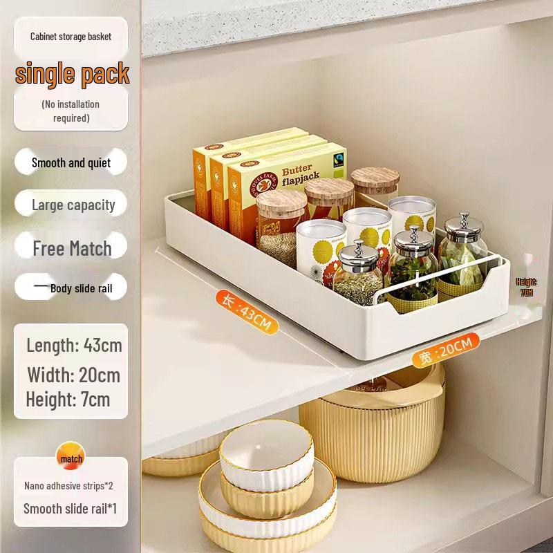 Pull-Out Kitchen Storage Rack Organizer Cabinet Drawer Basket
