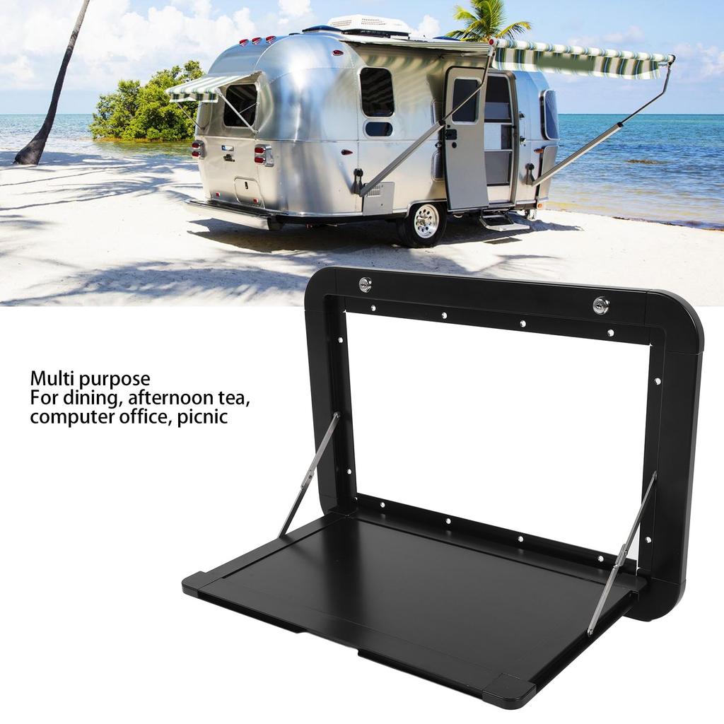 Rv Folding External Table 600 X 420mm Lockable Wall Mounted Outside Rv Dinette Tables with 4 Keys for Camper RV
