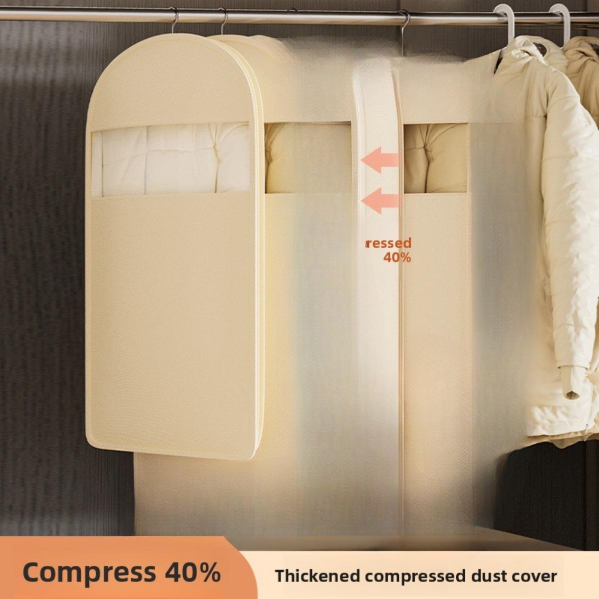 

Новый Пуховик Компрессионный Пылезащитный Чехол Гардероб Одежда Пылезащитный Мешок - Подвесные Бытовые Прозрачные Чехлы для Вешалок для Одежды, Органайзер для Хранения, Экономящий Место 90*60cm бежевый