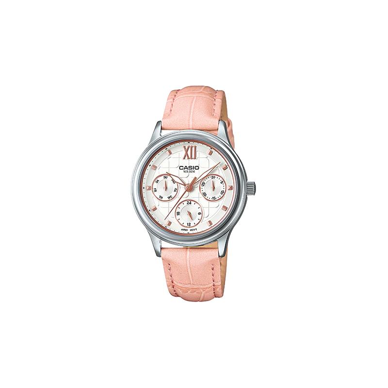 

Casio 50 meters waterproof and elegant quartz movement leather strap Japanese and Korean watch women s watch silver dial LTP-E306L-4A серебряный