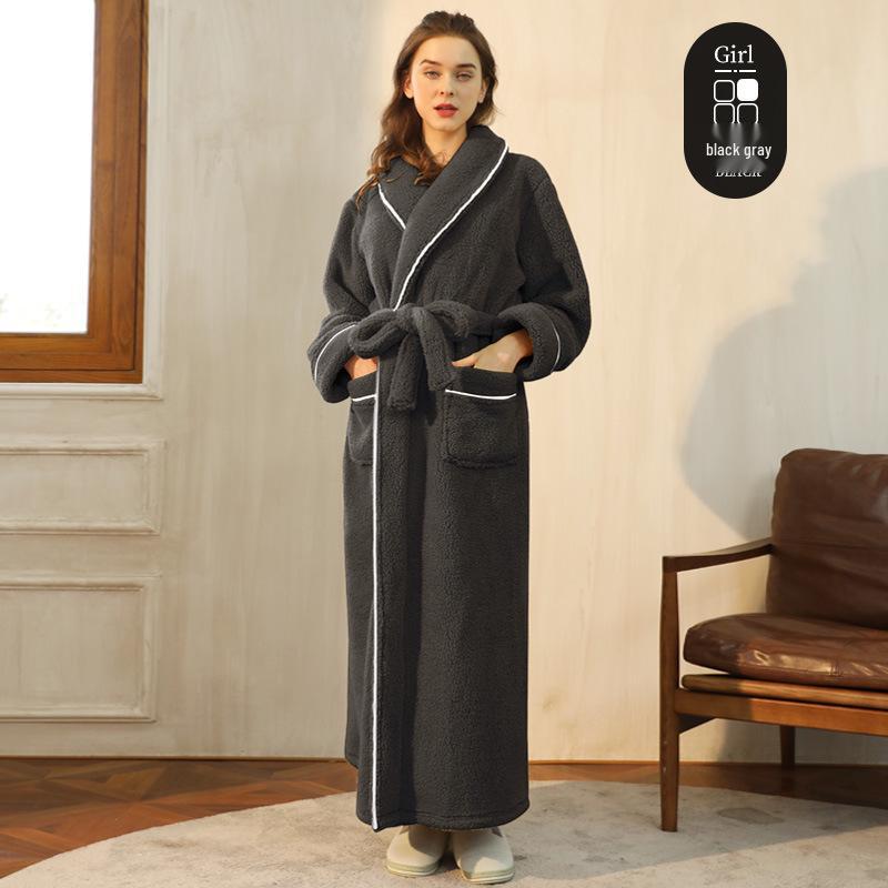 Mens & Womens Luxurious Extra Long Fleece Bathrobe - Thick, Plush, Plus Size Autumn/Winter Pajamas for Couples