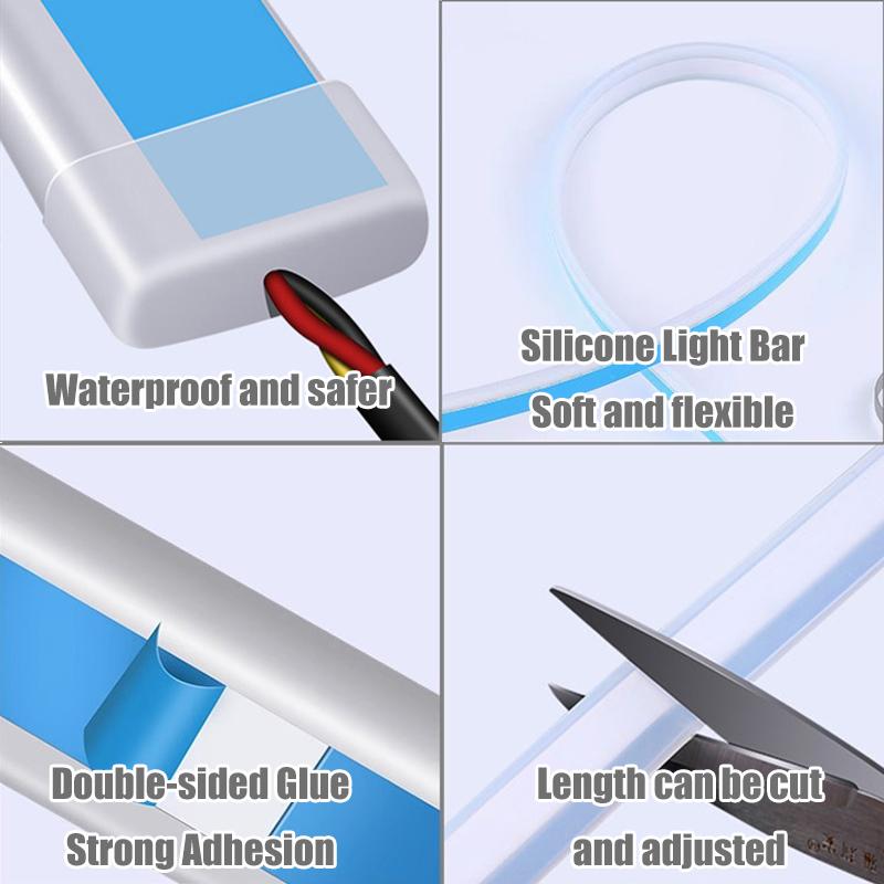 2pcs Motorcycle LED Turn Signal Lights Waterproof 60cm LED Strip Colorful Decoration Car Daytime Running Lights 12V