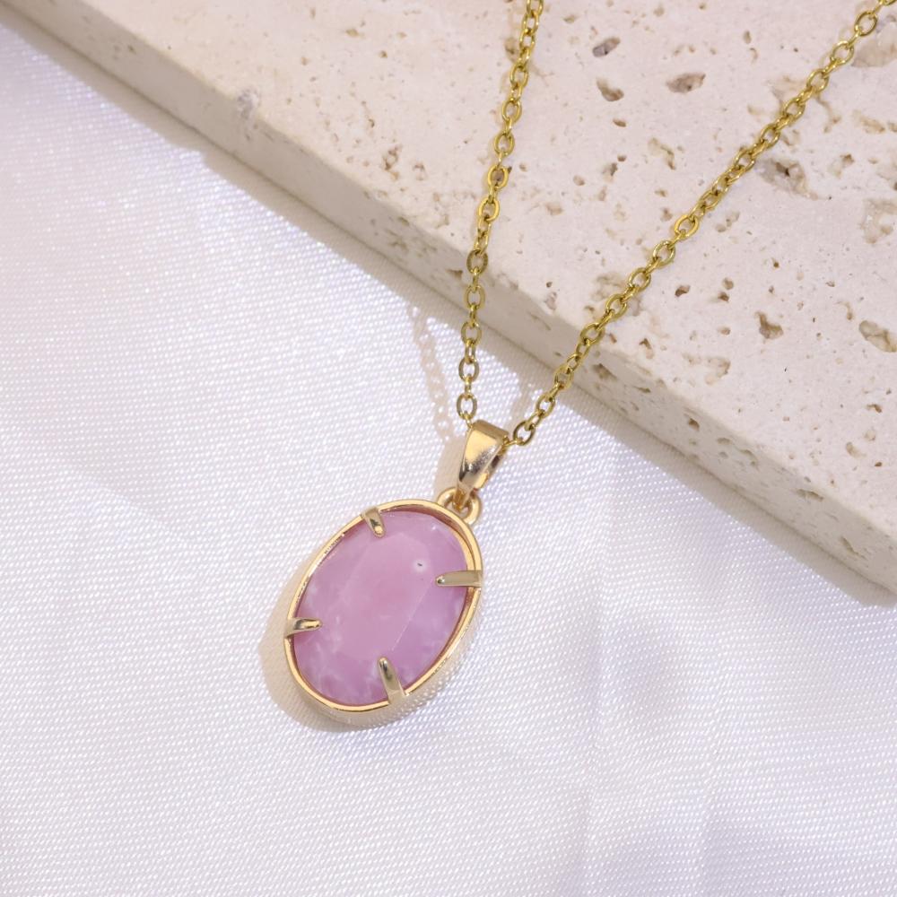 Elegant Oval Zirconia Drop Necklace, Golden Vintage Statement Jewelry