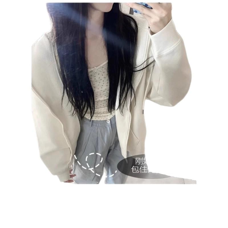 Womens Oversized Hooded Sweatshirt Lightweight Casual Korean Style Fall Pullover With Zipper