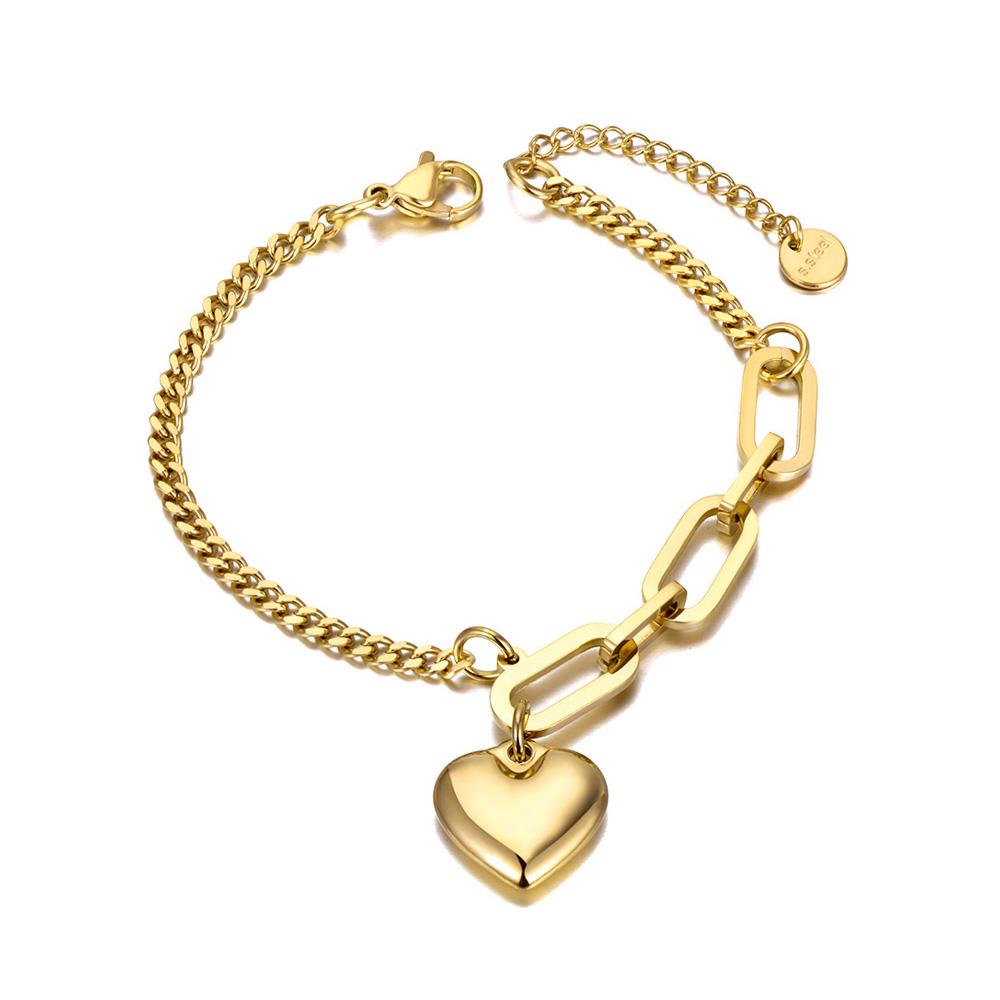 

Lokaer Titanium Stainless Steel Bohemia Chain Link Bracelets For Women Original Design Fashion Love Heart Charm Bracelet B20149