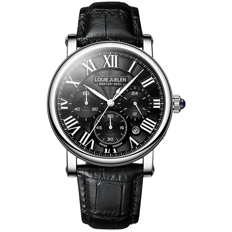Men's Watches High Quality Waterproof Date Quartz Wrist Watch Men Leather Business Casual Chronograph Clock