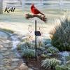 Solar Powered Landscape Path Markers Red Bird Garden Stake Light, Waterproof Lamp with Warm Glow, Lights Outdoor Metal Yard Decor