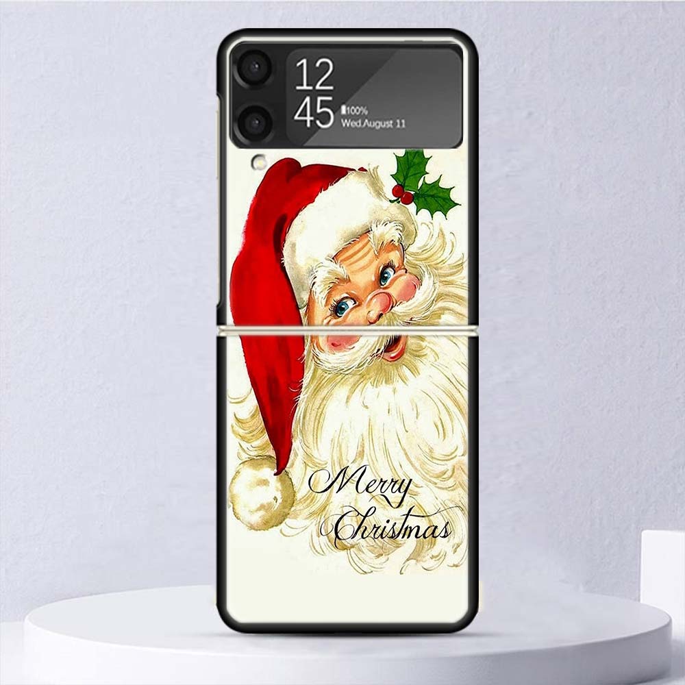 Christmas Santa Claus Present Shockproof Case For Samsung Galaxy Z Flip 7 6 5 4 3 5G Phone Cover Z Flip3 Flip4 Flip5 Flip6 Flip7