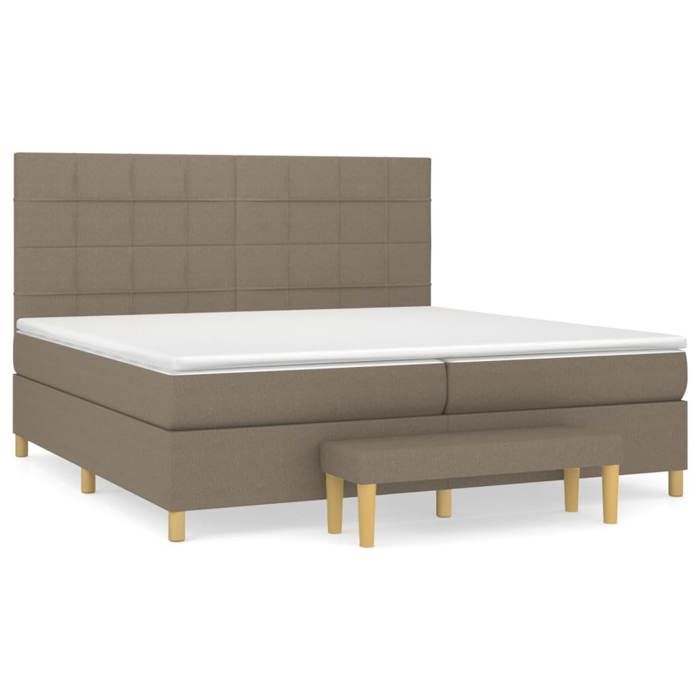 Maison Exclusive - Bed Slat Base with Taupe Mattress 200x200 Cm Fabric