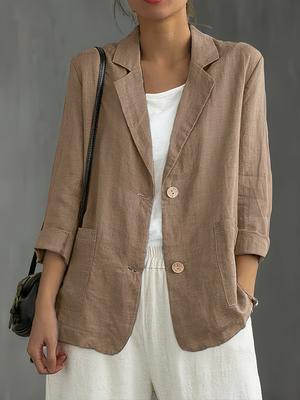 Blazer Décontracté à 2 Boutons Manches Longues Printemps/Été Nouveau Costume Blazer Veste Style Poche