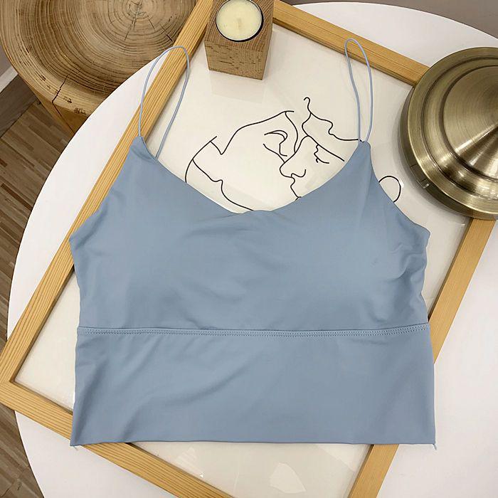 Nahtloses Damen-Tanktop aus Eis-Seide mit Brustpolstern - Bandeau im koreanischen Stil