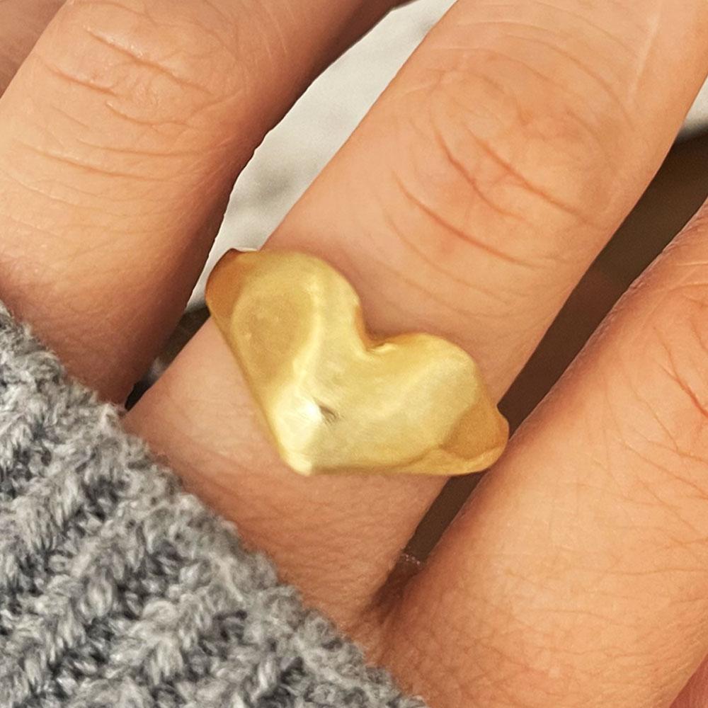 BF CLUB Silver Color Rings for Women Fashion Geometric Handmade Irregular Heart Gold Ring Party Christmas Gift