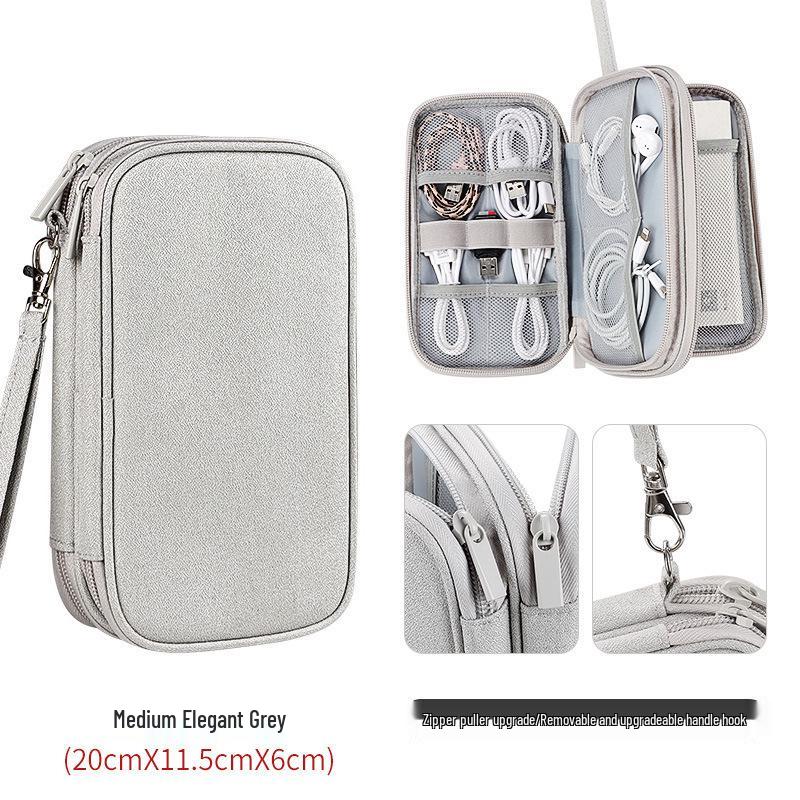 Multifunctional Digital Accessories Organizer Bag: USB Flash Drive, Power Bank, External Hard Drive, Data Cable Storage, Double Layer