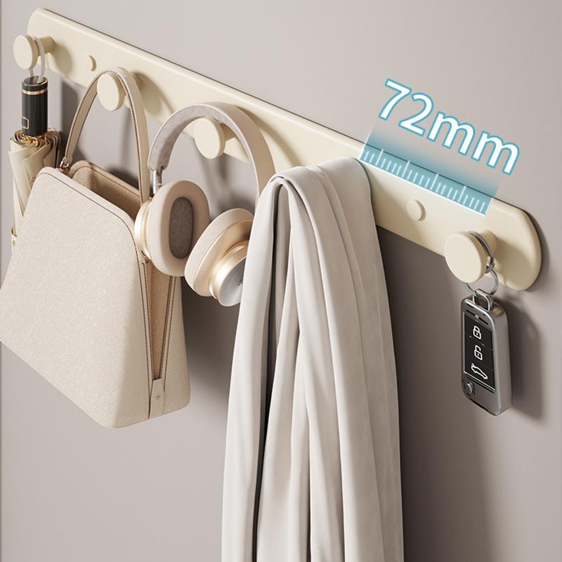 1Pc Wall Mounted Clothes Rack Bedroom Rows Of Back Door Hooks Space Saving No Hole Punching Bathroom