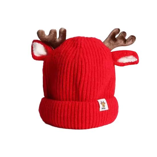 

Reindeer Antler Baby Hat Soft Warm Knitted Winter Hat Perfect Fit Elastic Design Festive Christmas Toddler Cap