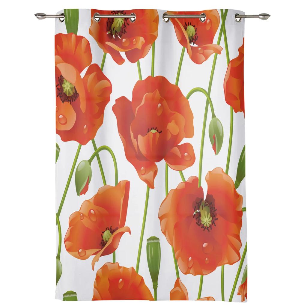 Blume Mohn Moderne Hall-Vorhänge Für Wohnzimmer Küche Jungen Mädchen Schlafzimmer Langer Vorhang Für Fenster Cortinas Heimdeko