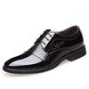 Men's Formal Leather Shoes Have an Inner Height Increase of 6cm, Trendy Men's Lace-up Business Formal Patent Leather Hollow Leather Sandals Hole Men