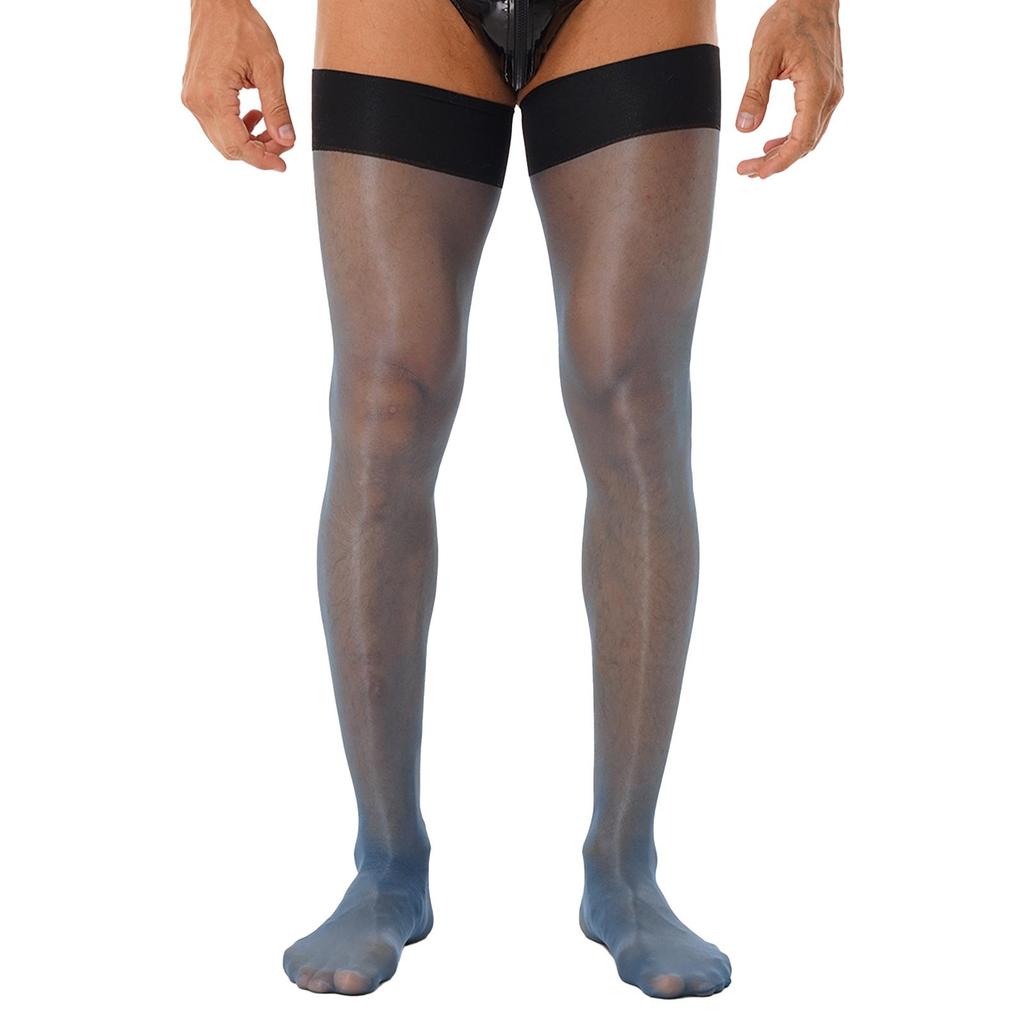 Män Glansiga Stretchiga strumpor Lår Höga Transparenta strumpor Sissy Strumpor Strumpor Underkläder Över Knästrumpor Kostymtillbehör