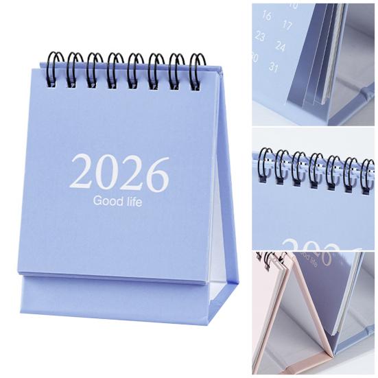 2026 Mini Desk Calendar with Stickers Ritual Life Planner Portable Standing Flip