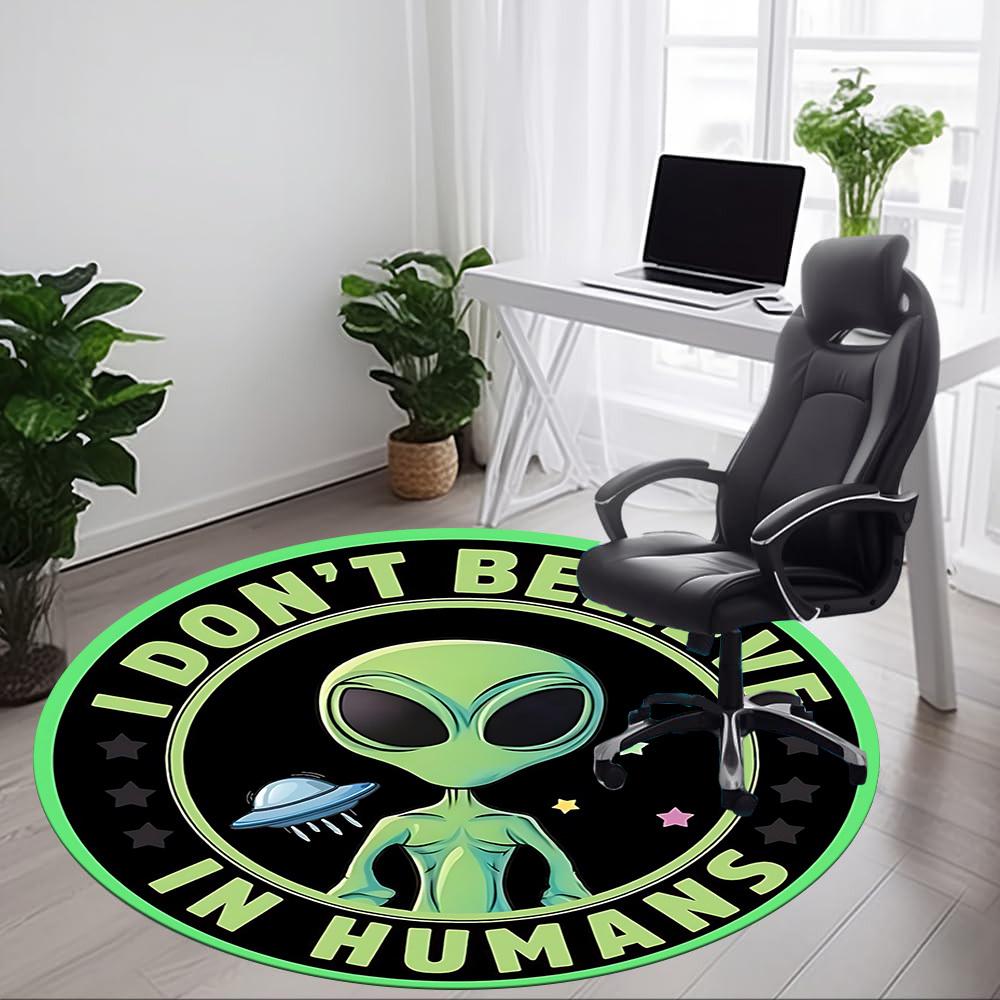 1PC Alien Pattern Chair Carpet for Office, Indoor Non-Slip Washable Carpet, Soft Comfortable Mat For Office Room yy250930082