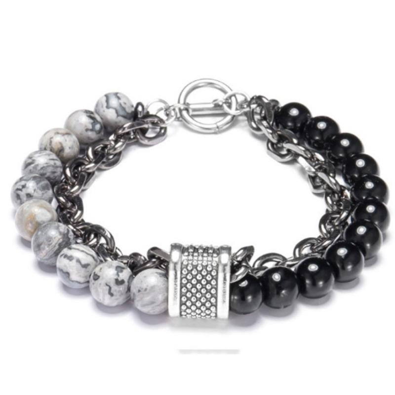 Mei Hot Sale Men's Bracelet, Beaded Chain, Double Layer Bracelet Men's Bracelet