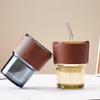 QIHANG Bamboo Joint Glass Car Water Cup with Straw
