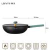 lanmi Non Stick Wok Pan with Lid Titanium Ceramic Pan Aluminum Alloy Stir-fry Pan Flat Bottom Pow Wok Pan For All Stovetops LM02