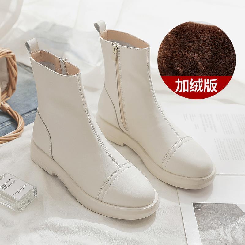 

Skinny boots Internet celebrity Martin boots short boots winter women s spring and autumn single boots handsome beige thick heel 40
