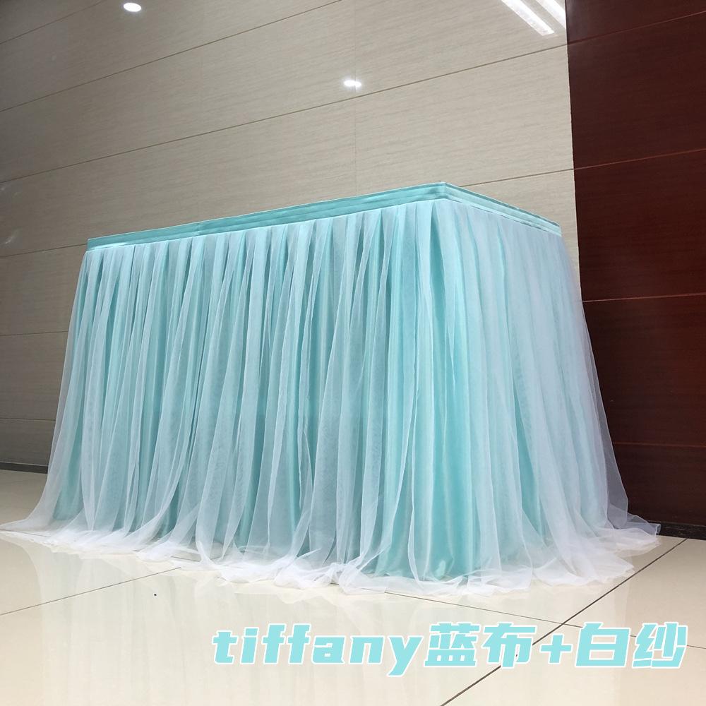 Baby Party Chiffon Gauze Bridal Veil Table Skirting Glitter Pearl Chiffon Table Skirt for Party Wedding Home Decoration Birthday