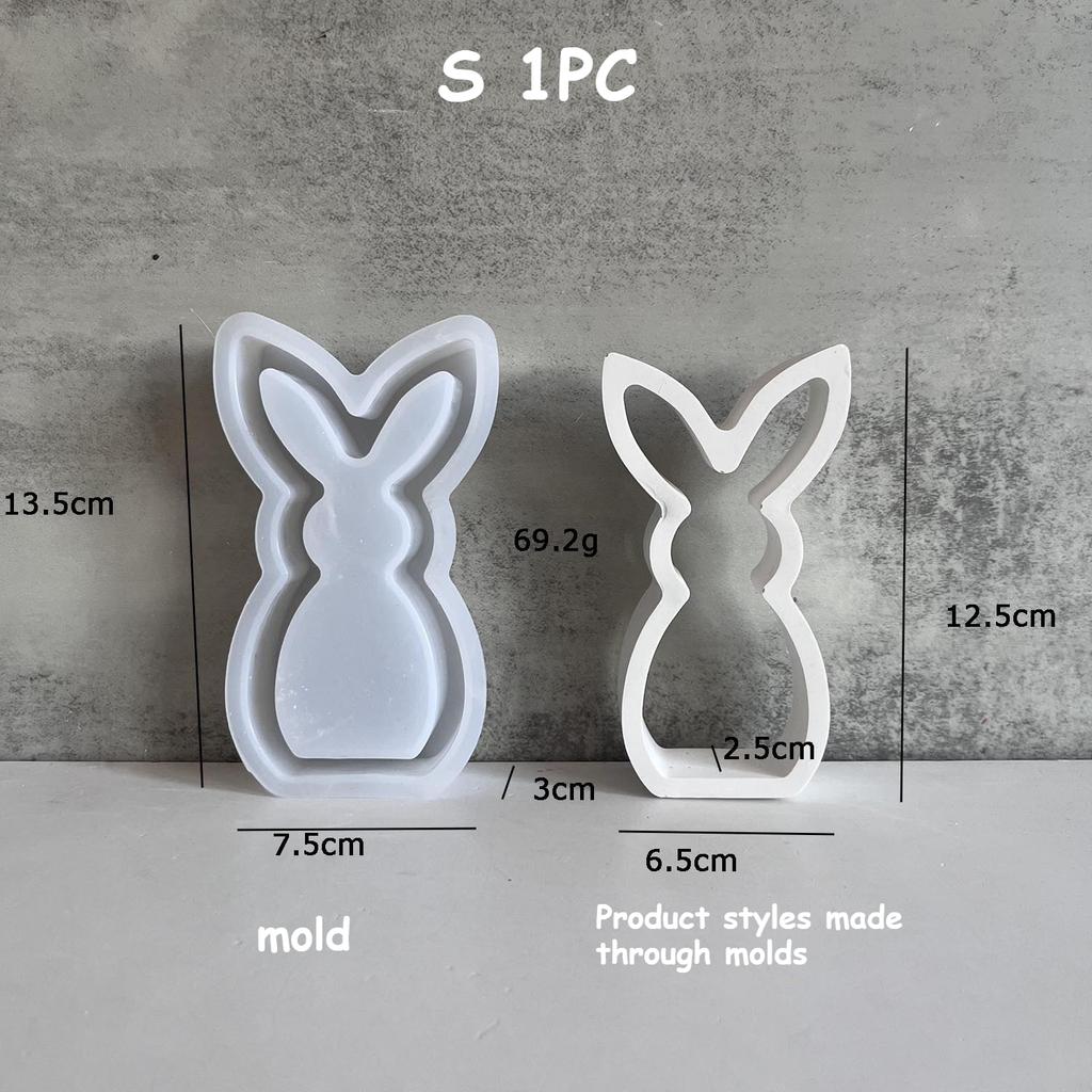 Hollow Rabbit Mold for DIY Crafts - Reusable Silicone Easter Bunny Mold for Candle Holders, Ornaments, Rabbit Figurines