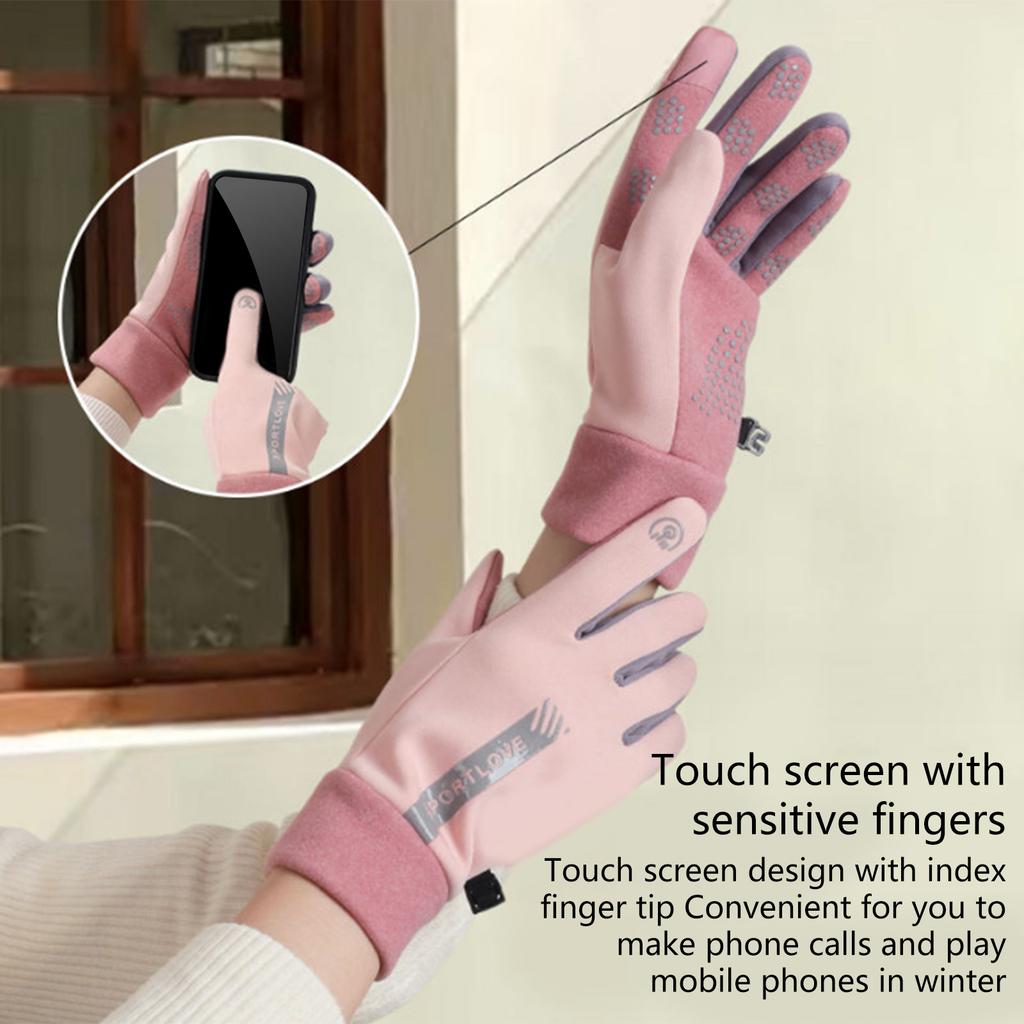 Rękawiczki z ekranem dotykowym dla dorosłych, pełne palce, ciepłe mitenki, klamra zapobiegająca zgubieniu, wodoodporne mitenki dla kobiet, akcesoria rowerowe