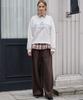 MALOUPE 2168 Brushed Four-Way Stretch Wide Pants (Brown)