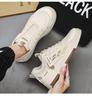 Men's White Mesh Breathable Low-Top Sneakers - Thick-Soled Casual Skateboard Shoes for Spring and Summer.