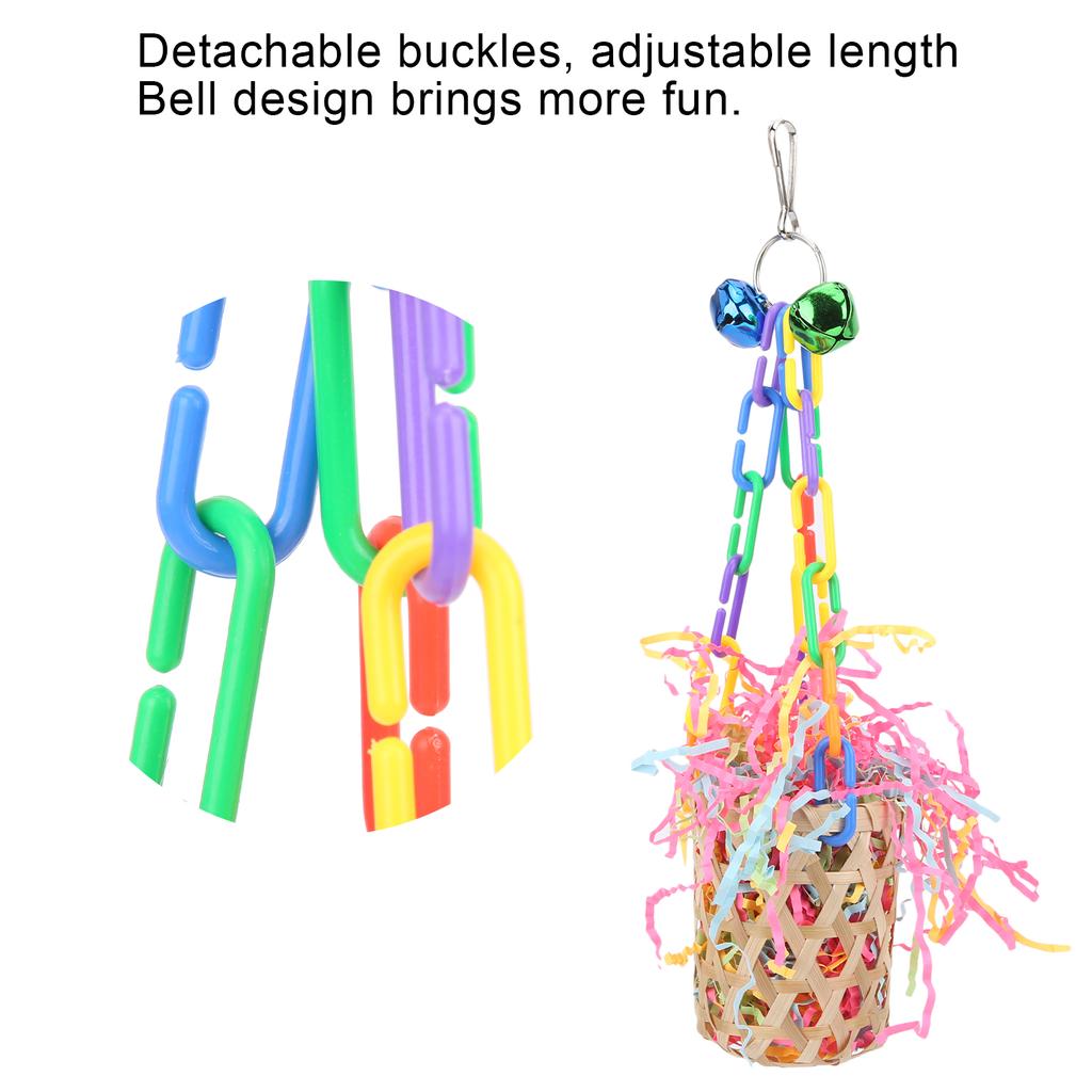 Bird Chewing Toys Colorful Shredder Basket Chewing Toys Foraging Hanging Basket for Parrots